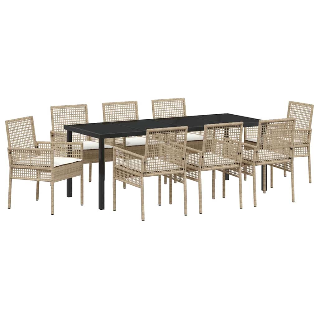 Ensemble de salle à manger pour jardin 9 pcs Beige polyrotin - XIOS