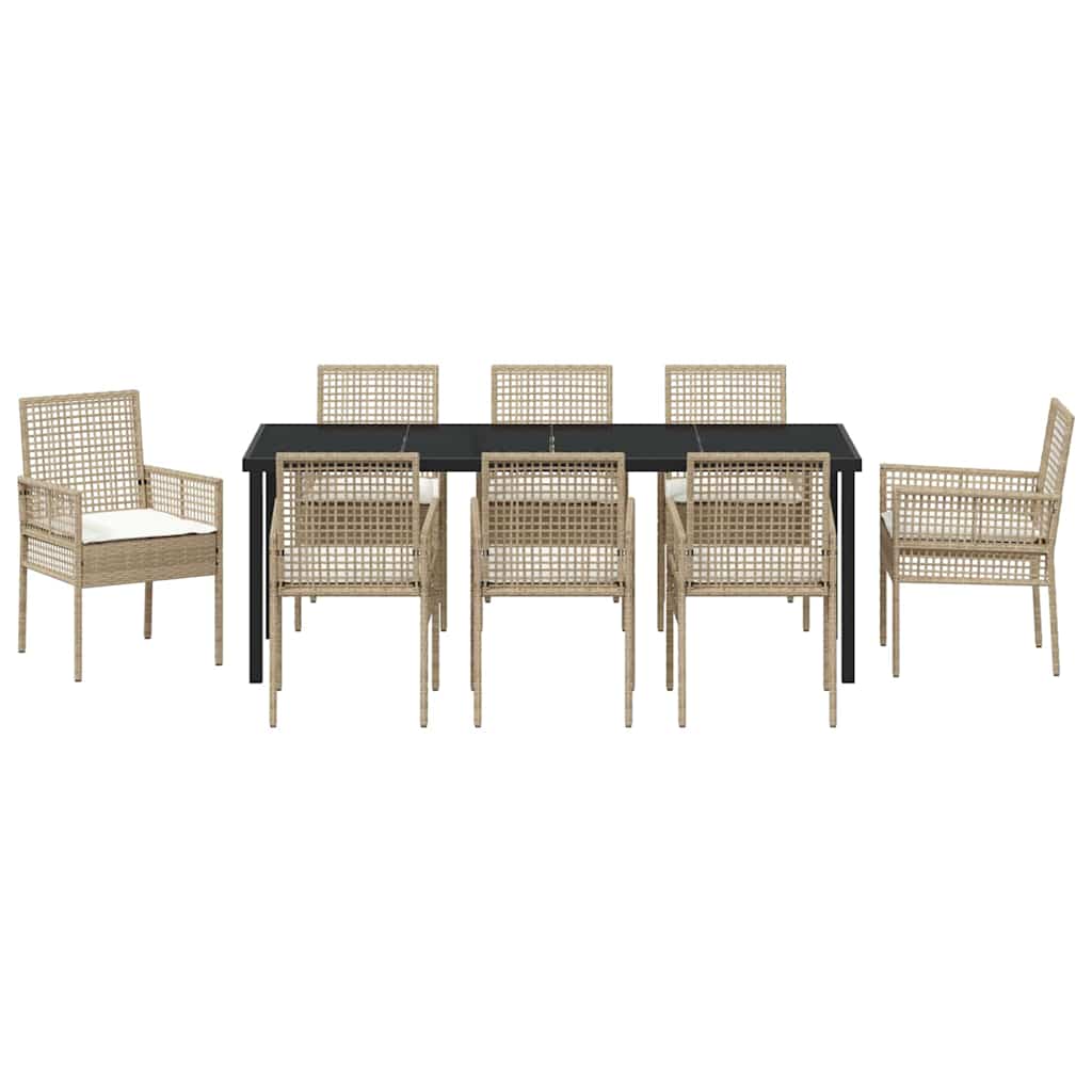 Ensemble de salle à manger pour jardin 9 pcs Beige polyrotin - XIOS