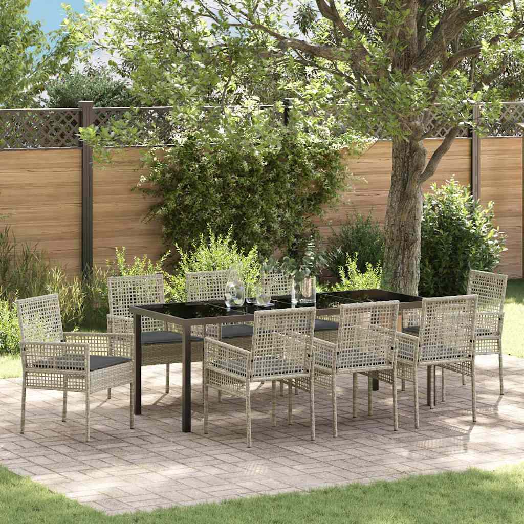 Ensemble de salle à manger pour jardin 9 pcs Gris clair - XIOS
