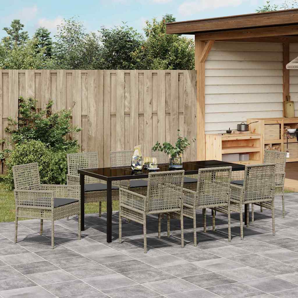 Ensemble de salle à manger pour jardin 9 pcs Gris clair - XIOS
