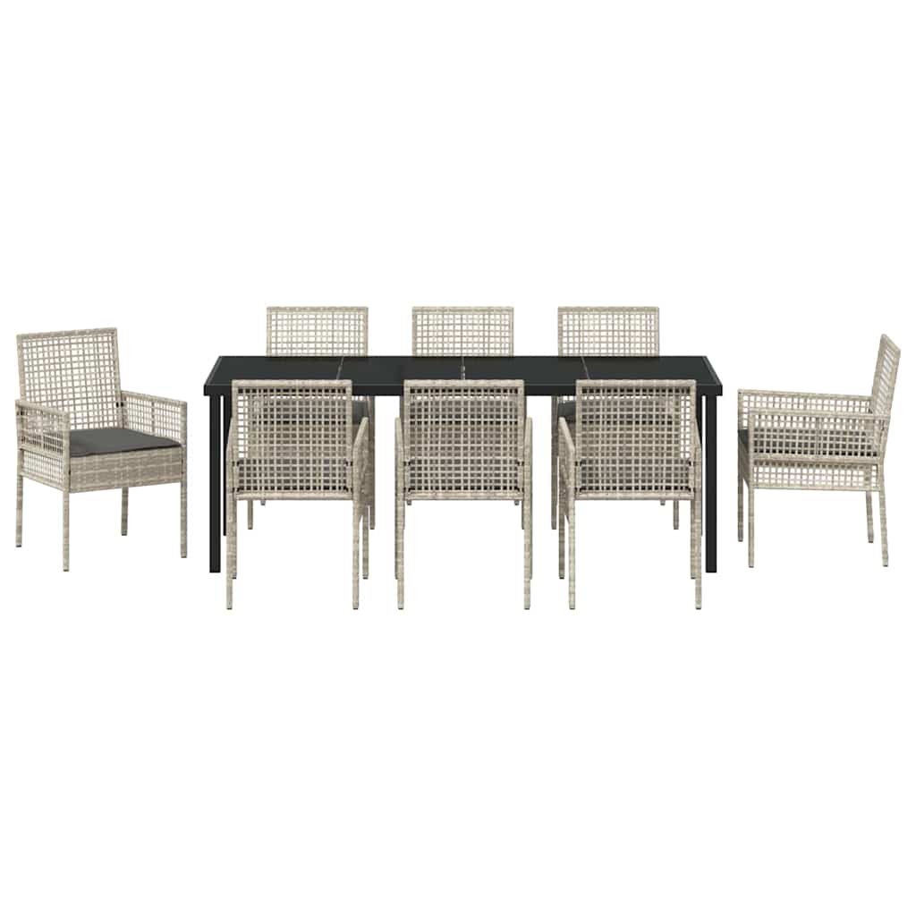 Ensemble de salle à manger pour jardin 9 pcs Gris clair - XIOS