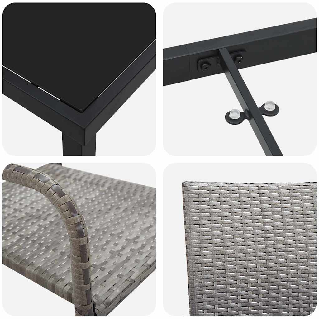 Ensemble de salle à manger pour jardin 3 pcs Gris polyrotin - XIOS