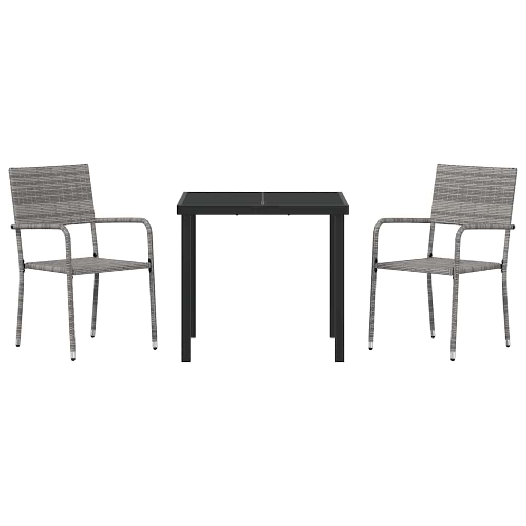 Ensemble de salle à manger pour jardin 3 pcs Gris polyrotin - XIOS