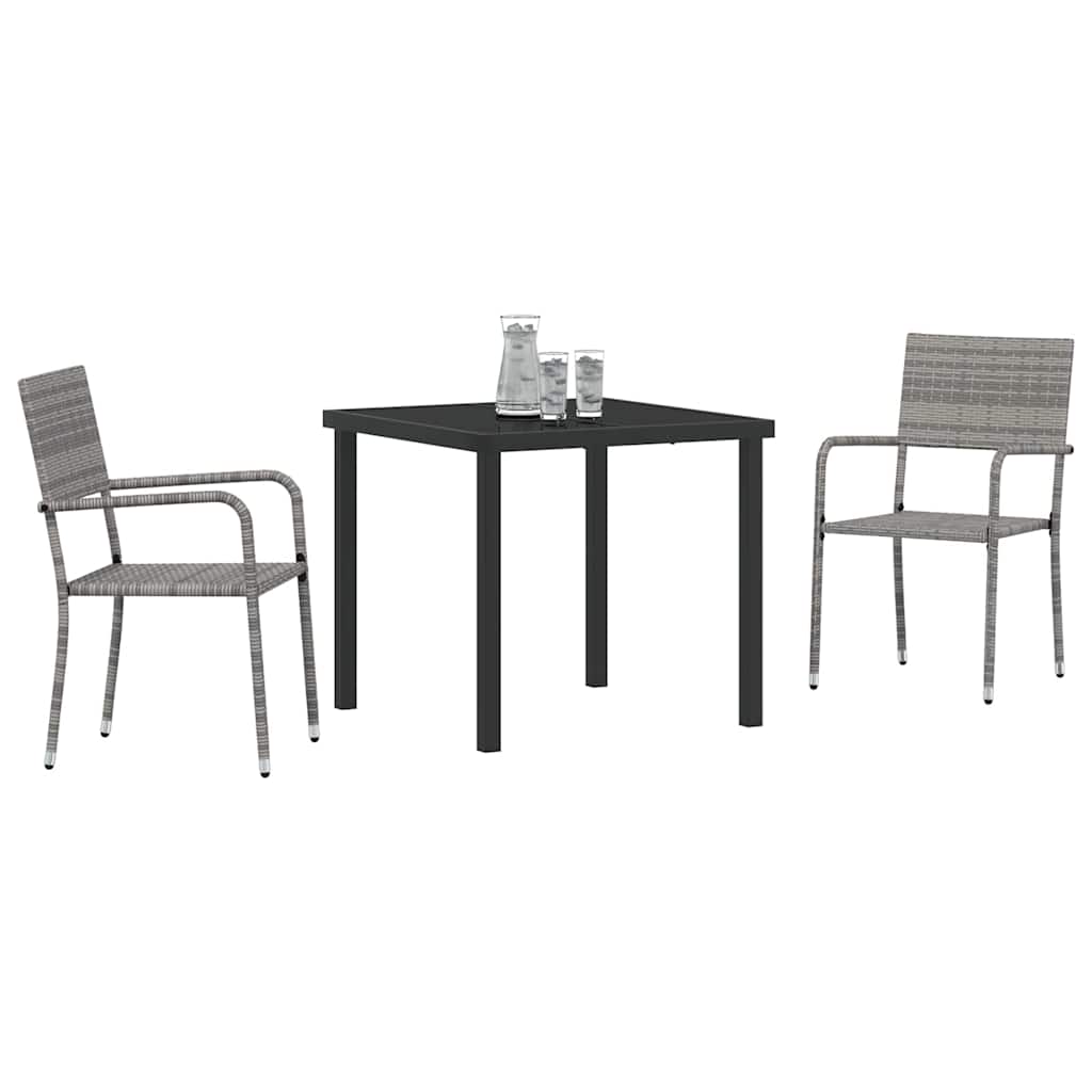Ensemble de salle à manger pour jardin 3 pcs Gris polyrotin - XIOS