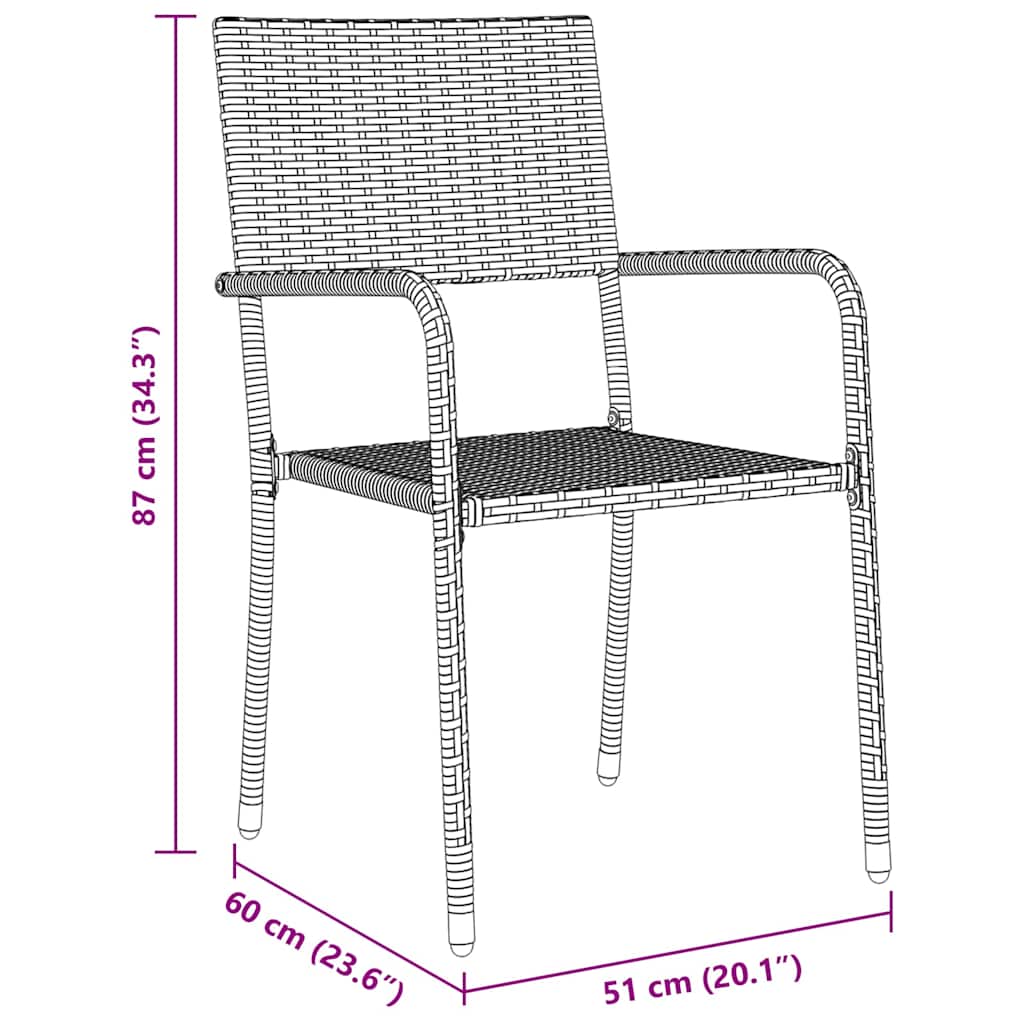 Ensemble de salle à manger pour jardin 3 pcs Gris polyrotin - XIOS