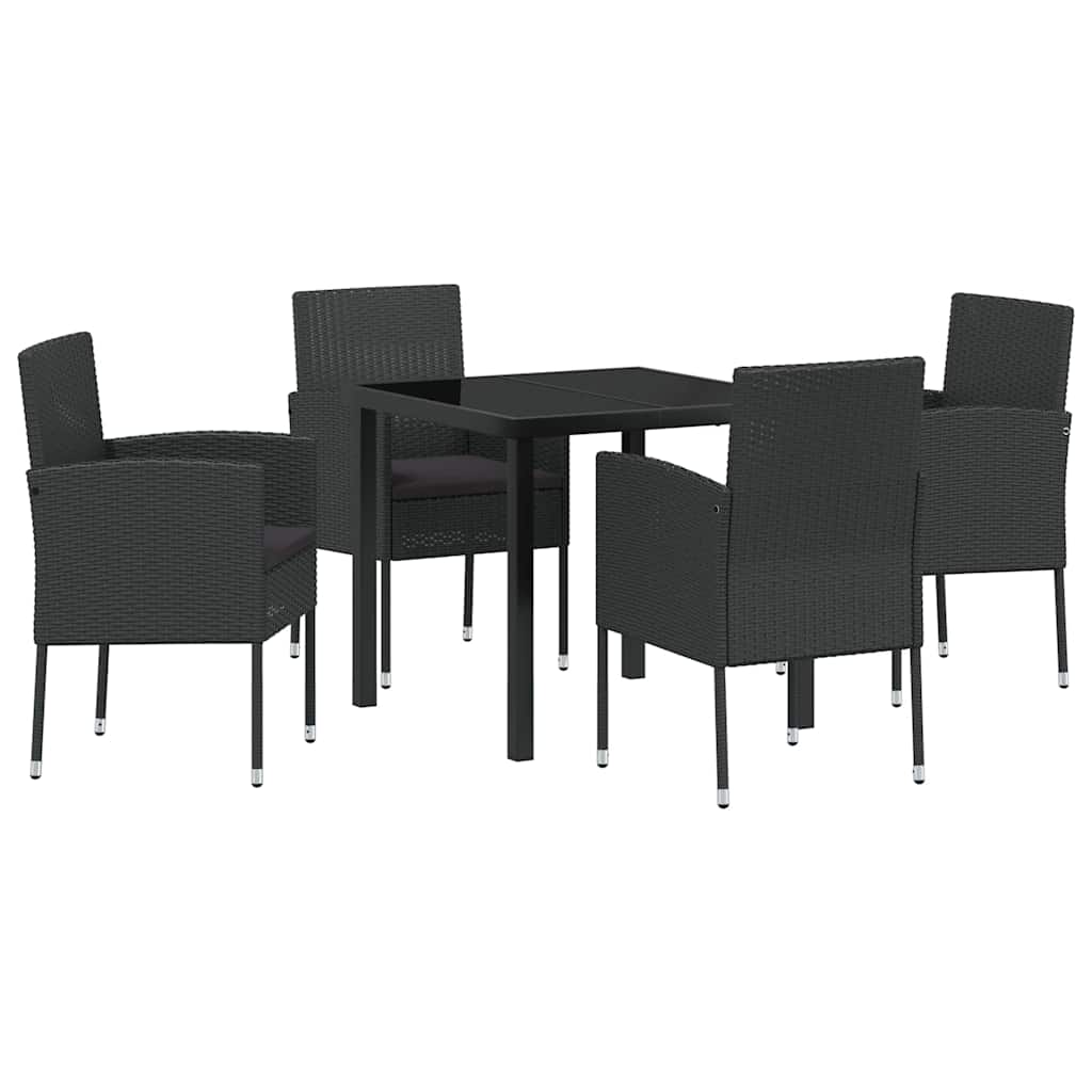 Ensemble de salle à manger pour jardin 5 pcs Noir polyrotin - XIOS