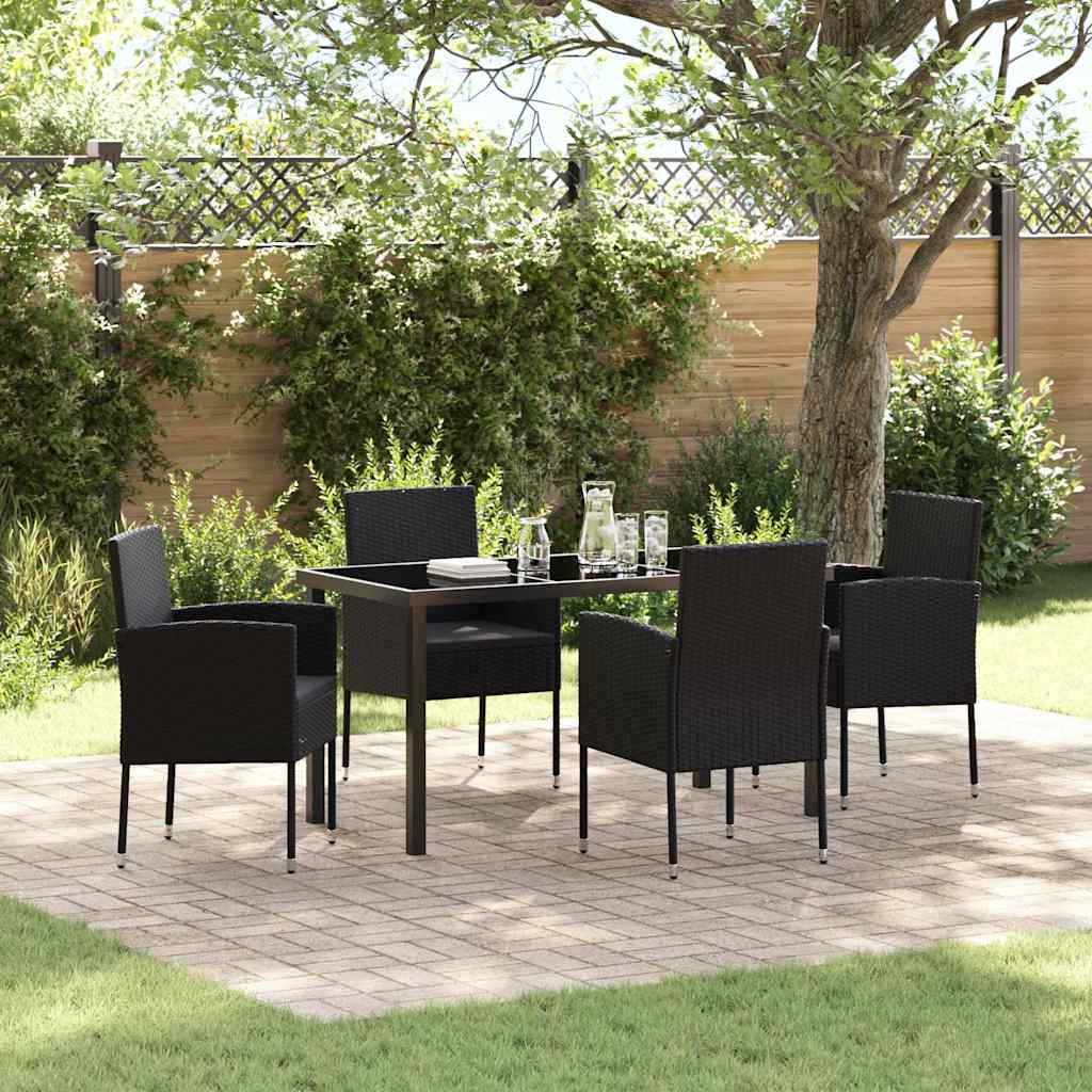 Ensemble de salle à manger pour jardin 5 pcs Noir polyrotin - XIOS