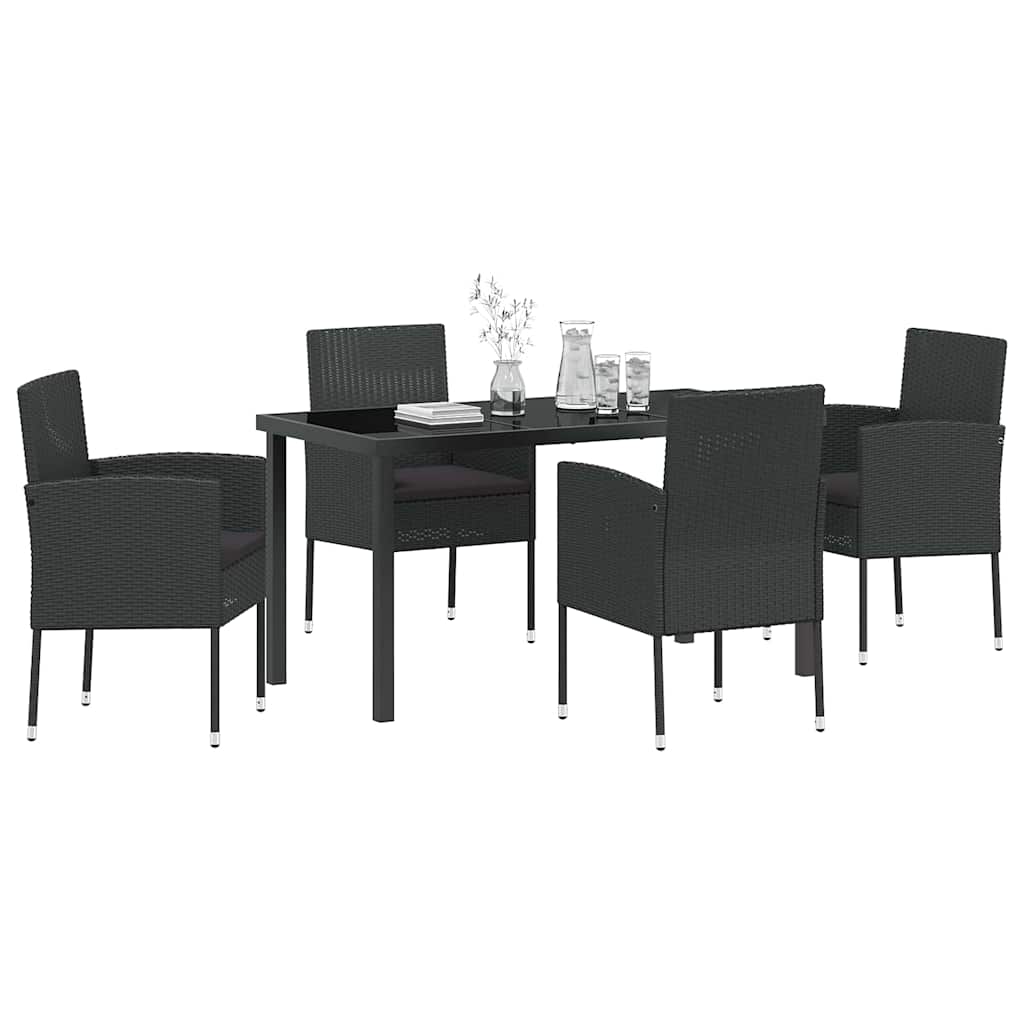 Ensemble de salle à manger pour jardin 5 pcs Noir polyrotin - XIOS