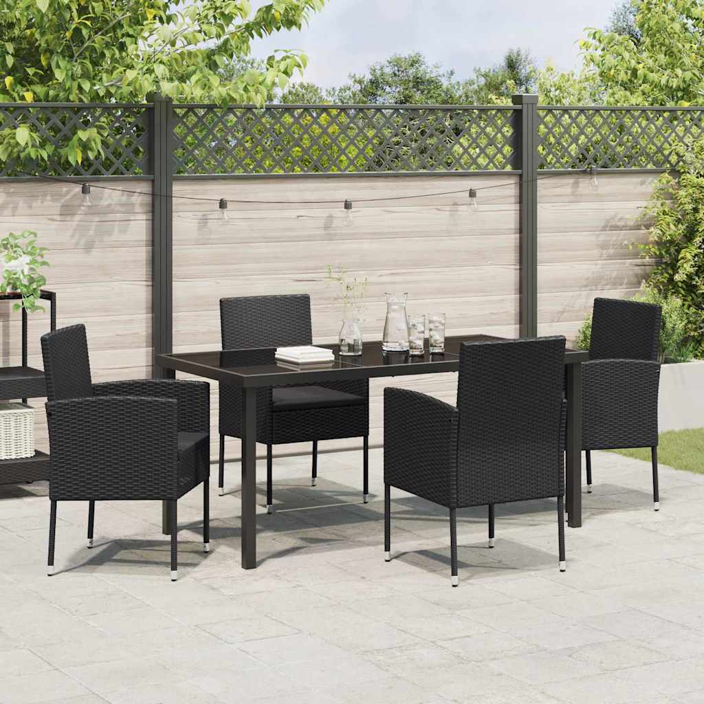 Ensemble de salle à manger pour jardin 5 pcs Noir polyrotin - XIOS