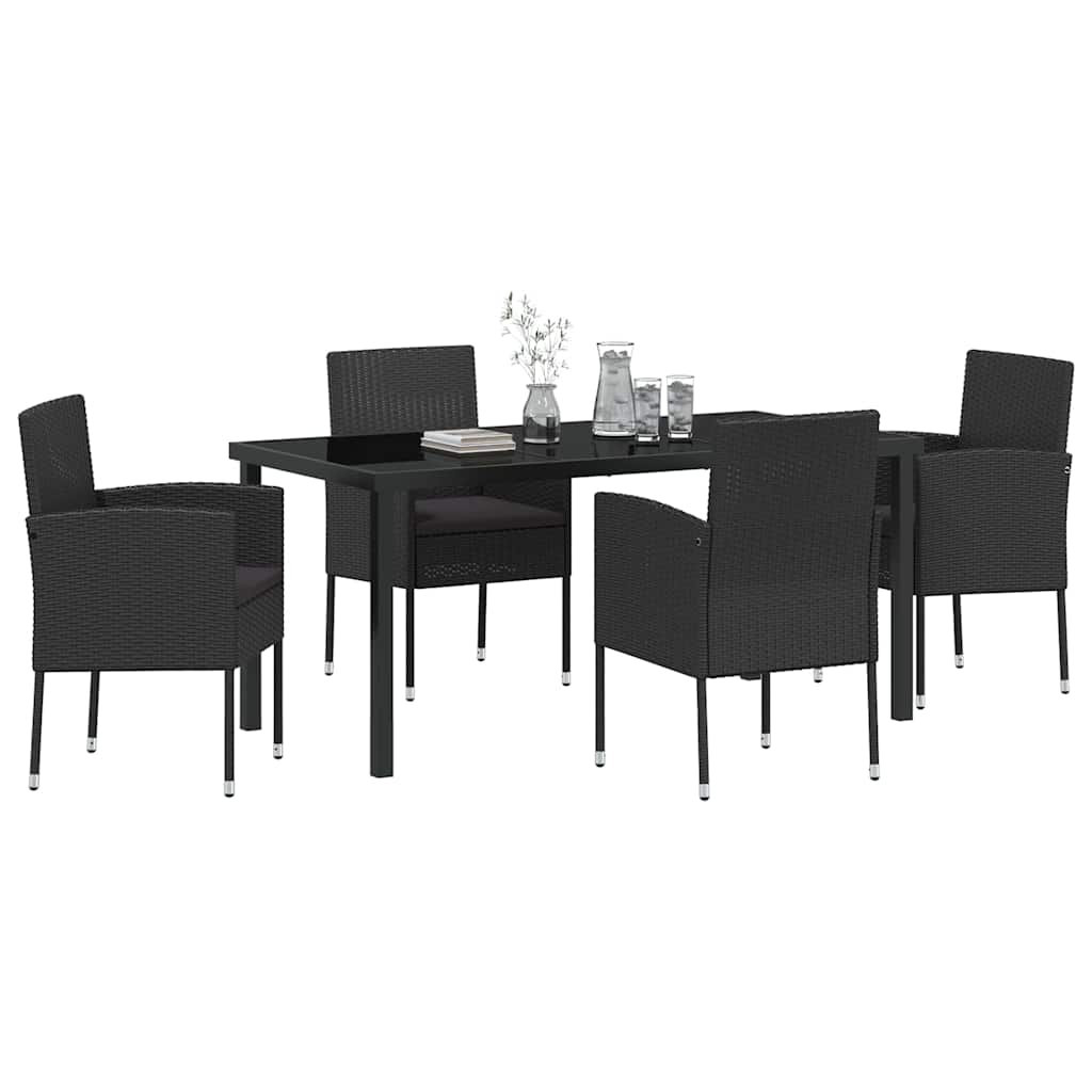 Ensemble de salle à manger pour jardin 5 pcs Noir polyrotin - XIOS
