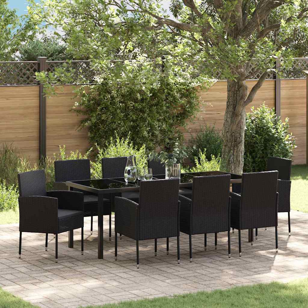 Ensemble de salle à manger pour jardin 9 pcs Noir polyrotin - XIOS