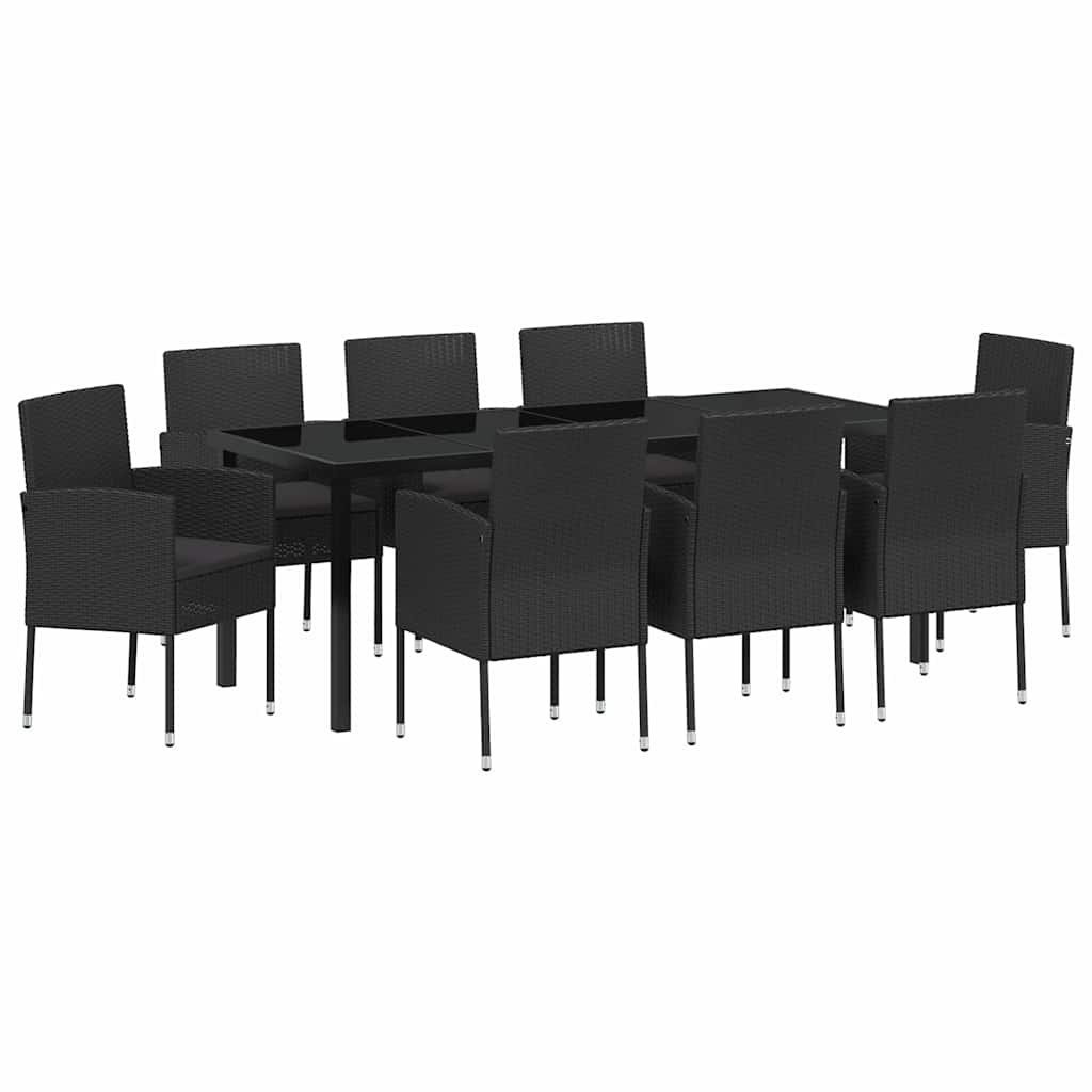 Ensemble de salle à manger pour jardin 9 pcs Noir polyrotin - XIOS