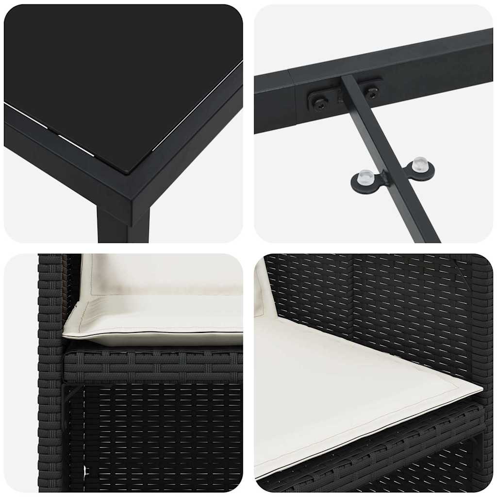 Ensemble de salle à manger pour jardin 5 pcs Noir polyrotin - XIOS