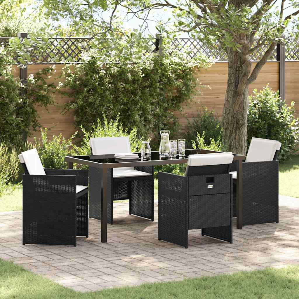 Ensemble de salle à manger pour jardin 5 pcs Noir polyrotin - XIOS