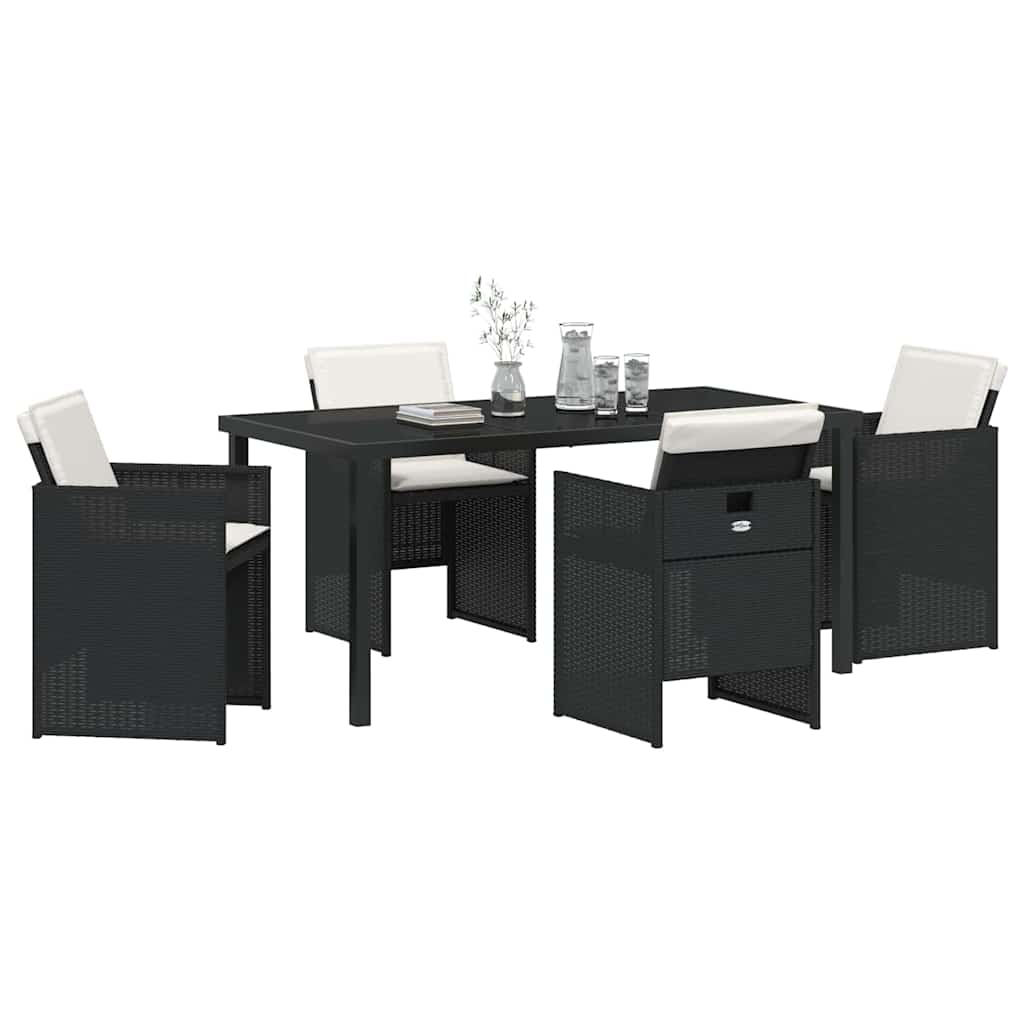 Ensemble de salle à manger pour jardin 5 pcs Noir polyrotin - XIOS