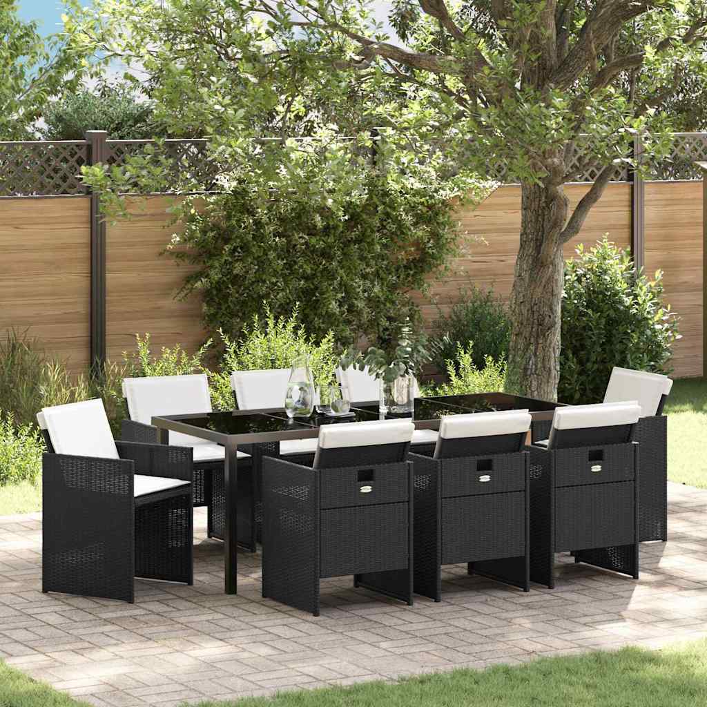 Ensemble de salle à manger pour jardin 9 pcs Noir polyrotin - XIOS