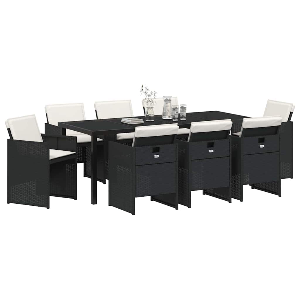 Ensemble de salle à manger pour jardin 9 pcs Noir polyrotin - XIOS