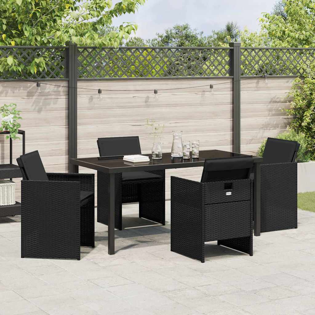 Ensemble de salle à manger pour jardin 5 pcs Noir polyrotin - XIOS