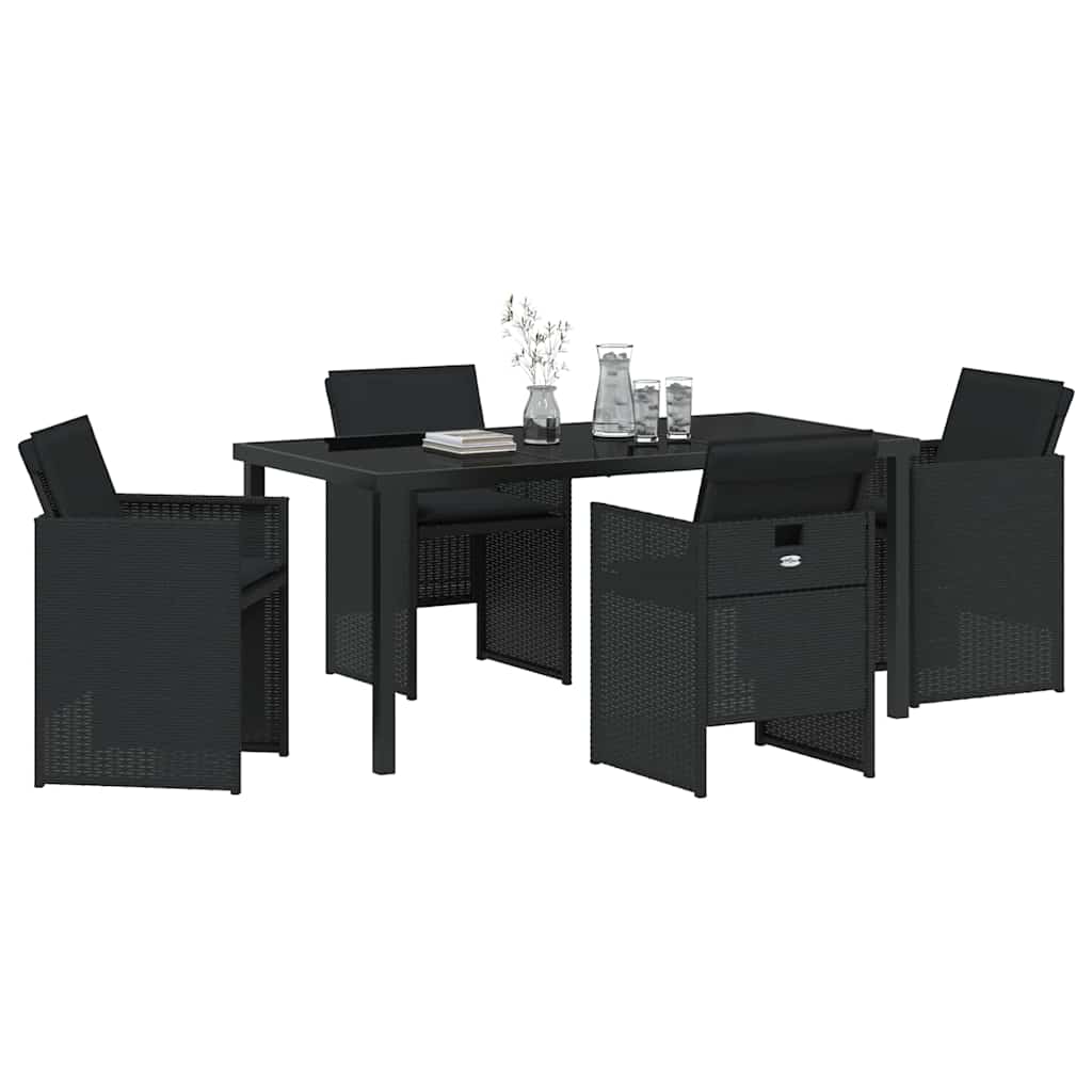 Ensemble de salle à manger pour jardin 5 pcs Noir polyrotin - XIOS