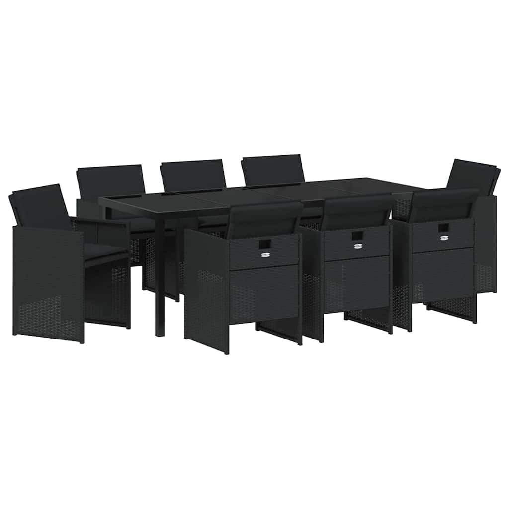 Ensemble de salle à manger pour jardin 9 pcs Noir polyrotin - XIOS