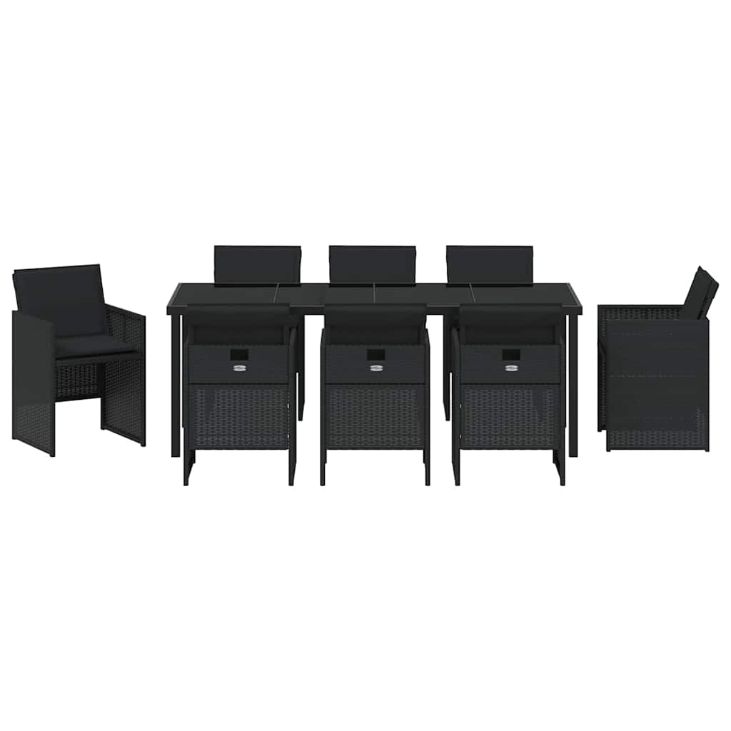 Ensemble de salle à manger pour jardin 9 pcs Noir polyrotin - XIOS