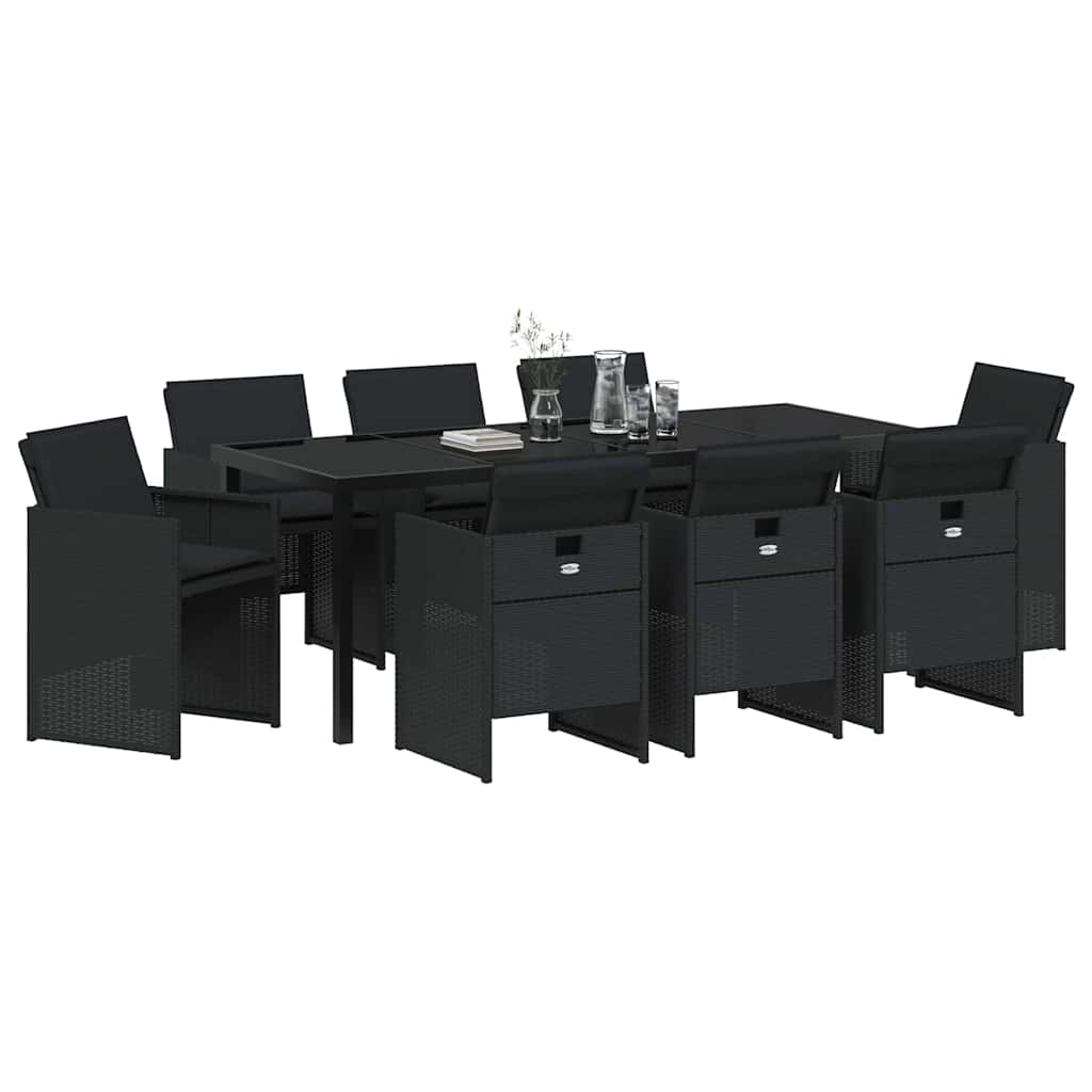 Ensemble de salle à manger pour jardin 9 pcs Noir polyrotin - XIOS
