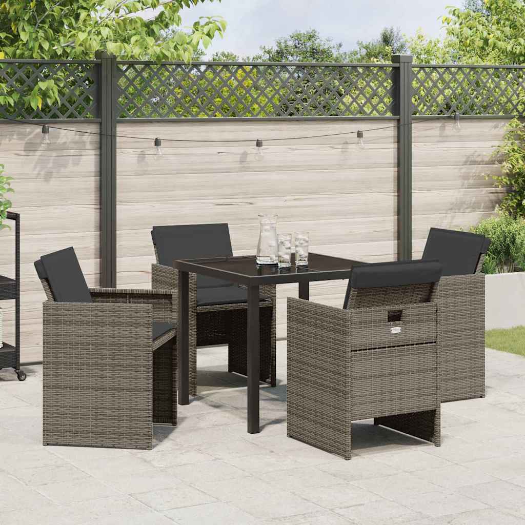 Ensemble de salle à manger pour jardin 5 pcs Gris polyrotin - XIOS