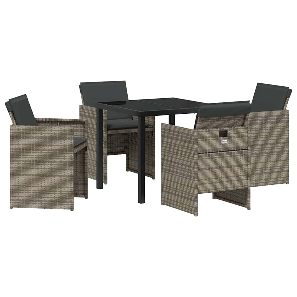 Ensemble de salle à manger pour jardin 5 pcs Gris polyrotin - XIOS