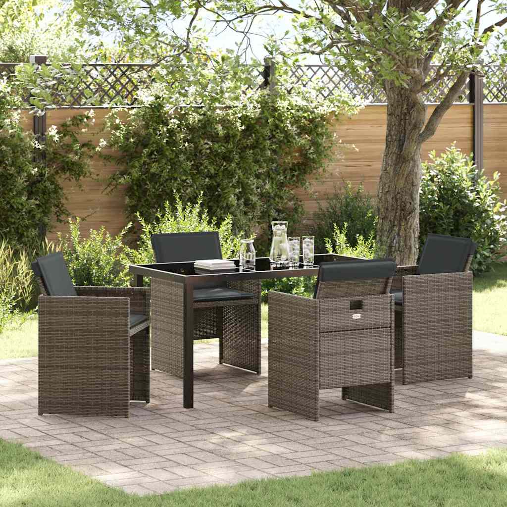 Ensemble de salle à manger pour jardin 5 pcs Gris polyrotin - XIOS
