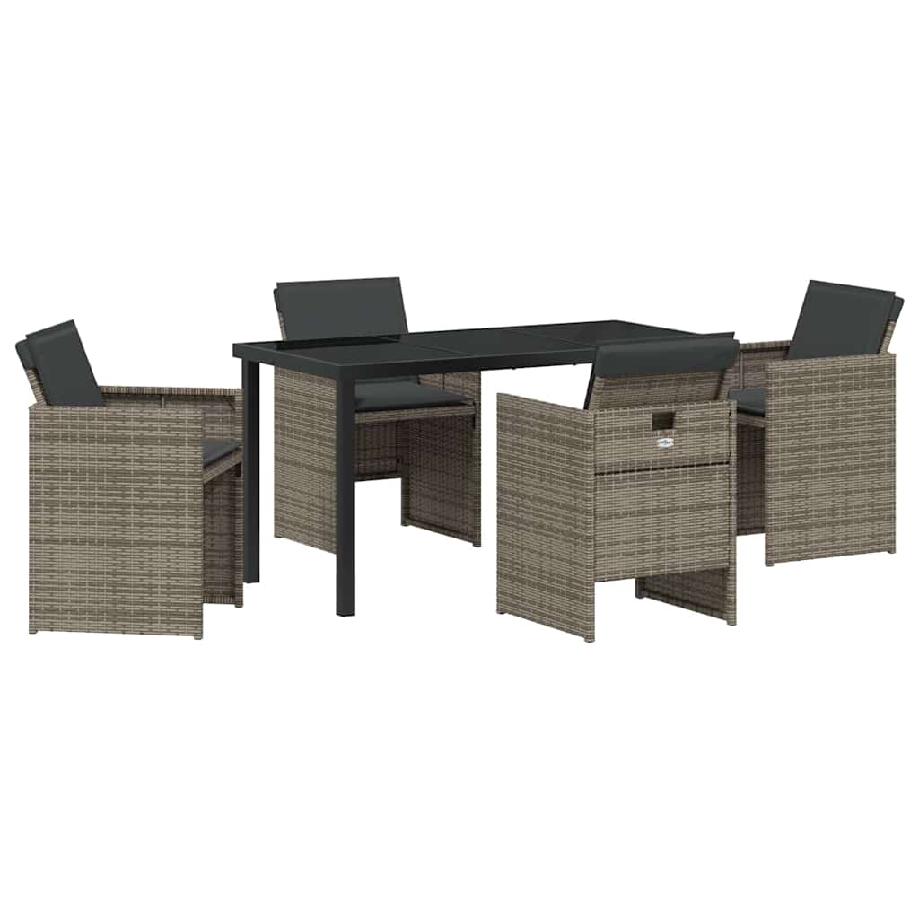 Ensemble de salle à manger pour jardin 5 pcs Gris polyrotin - XIOS