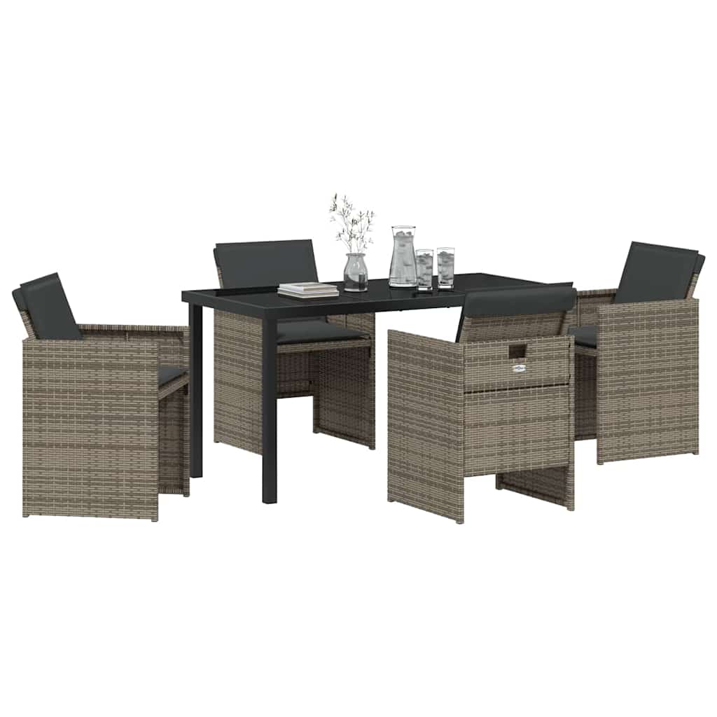 Ensemble de salle à manger pour jardin 5 pcs Gris polyrotin - XIOS