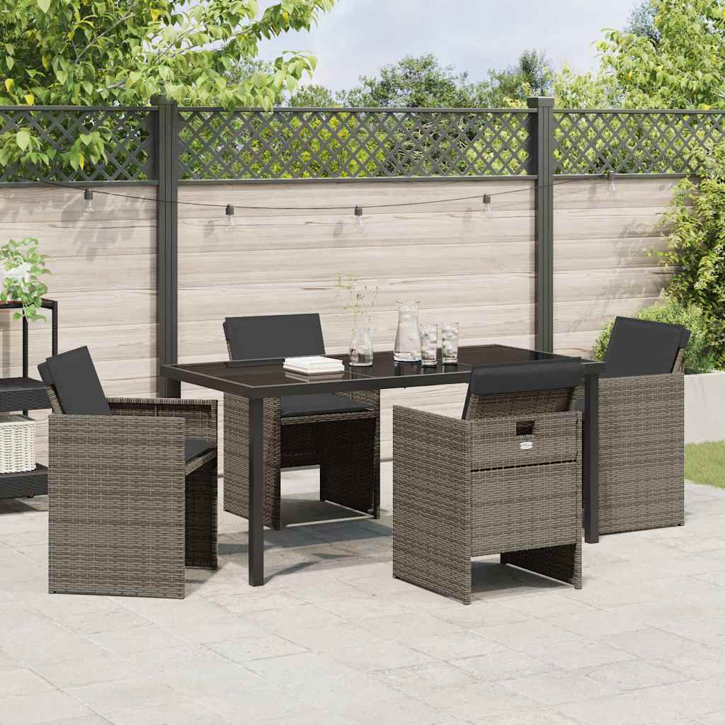 Ensemble de salle à manger pour jardin 5 pcs Gris polyrotin - XIOS