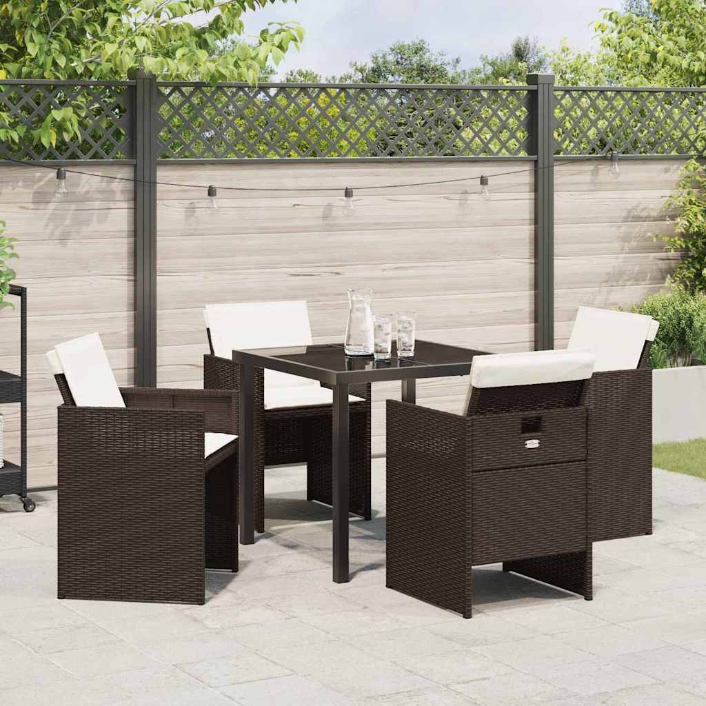 Ensemble de salle à manger pour jardin 5 pcs Marron polyrotin - XIOS