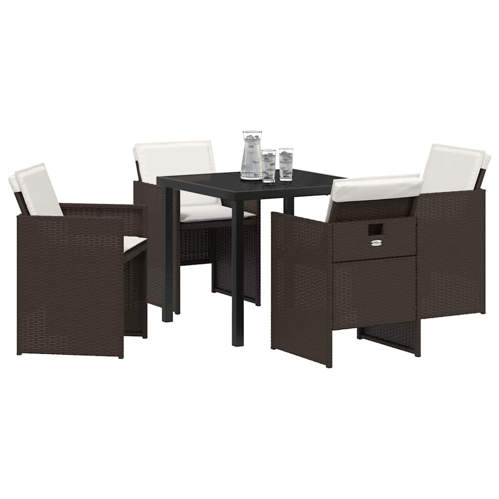Ensemble de salle à manger pour jardin 5 pcs Marron polyrotin - XIOS