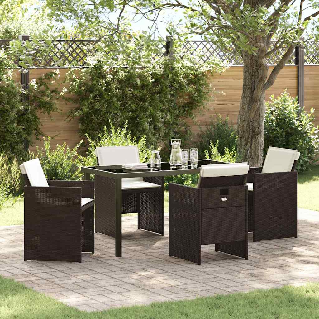 Ensemble de salle à manger pour jardin 5 pcs Marron polyrotin - XIOS