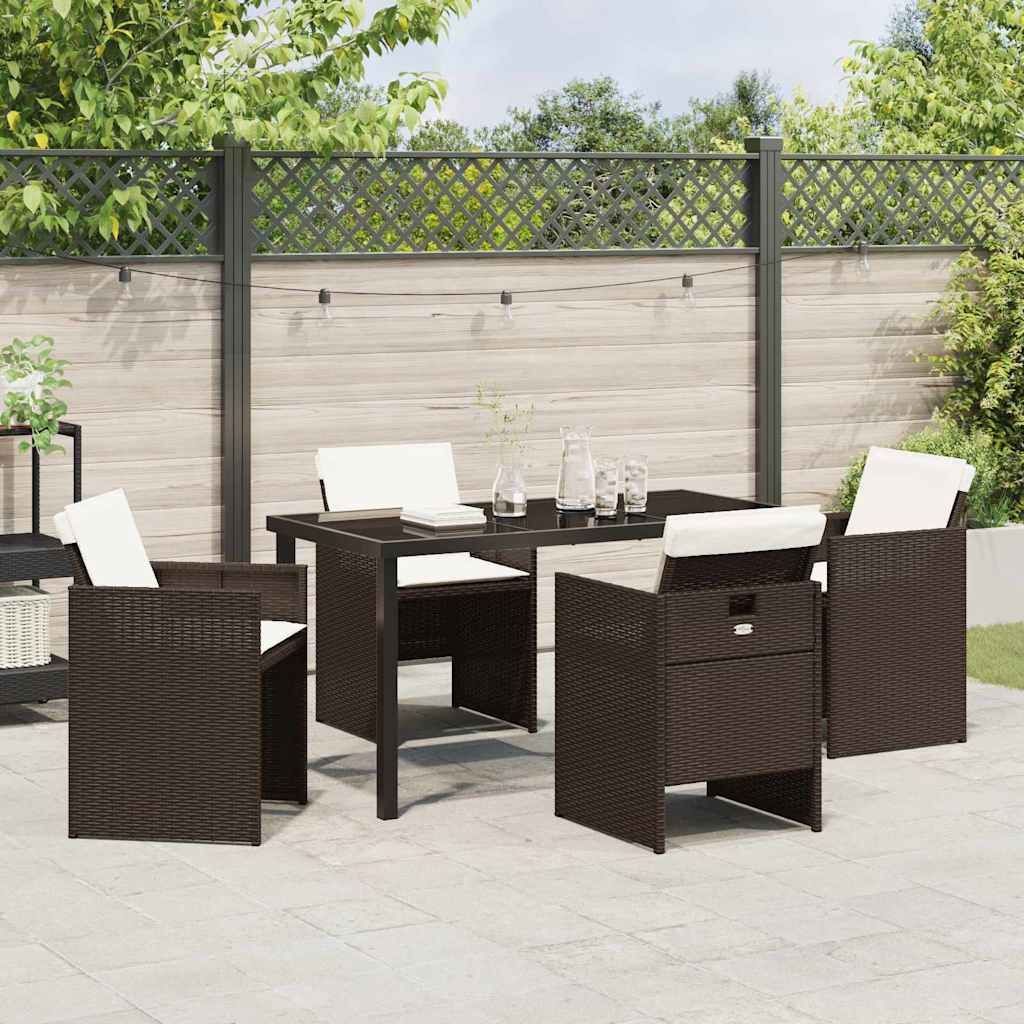 Ensemble de salle à manger pour jardin 5 pcs Marron polyrotin - XIOS