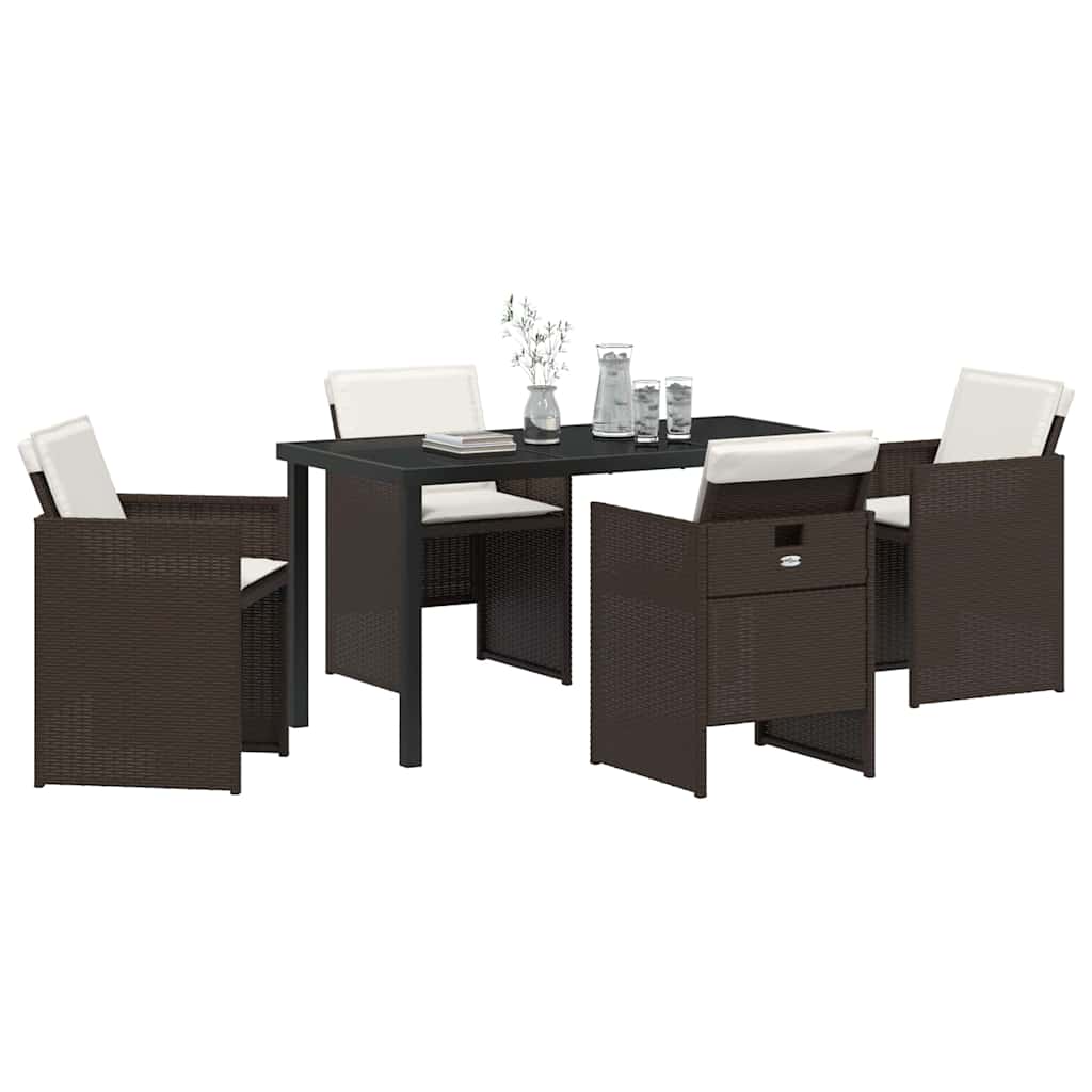 Ensemble de salle à manger pour jardin 5 pcs Marron polyrotin - XIOS