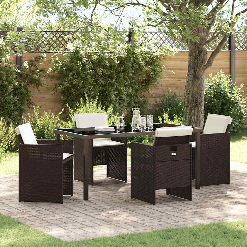 Ensemble de salle à manger pour jardin 5 pcs Marron polyrotin - XIOS
