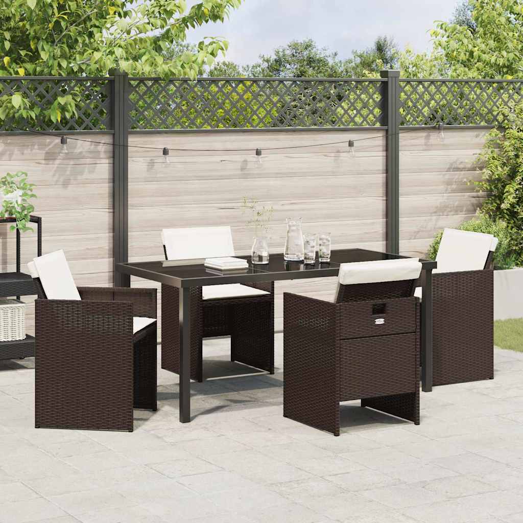 Ensemble de salle à manger pour jardin 5 pcs Marron polyrotin - XIOS