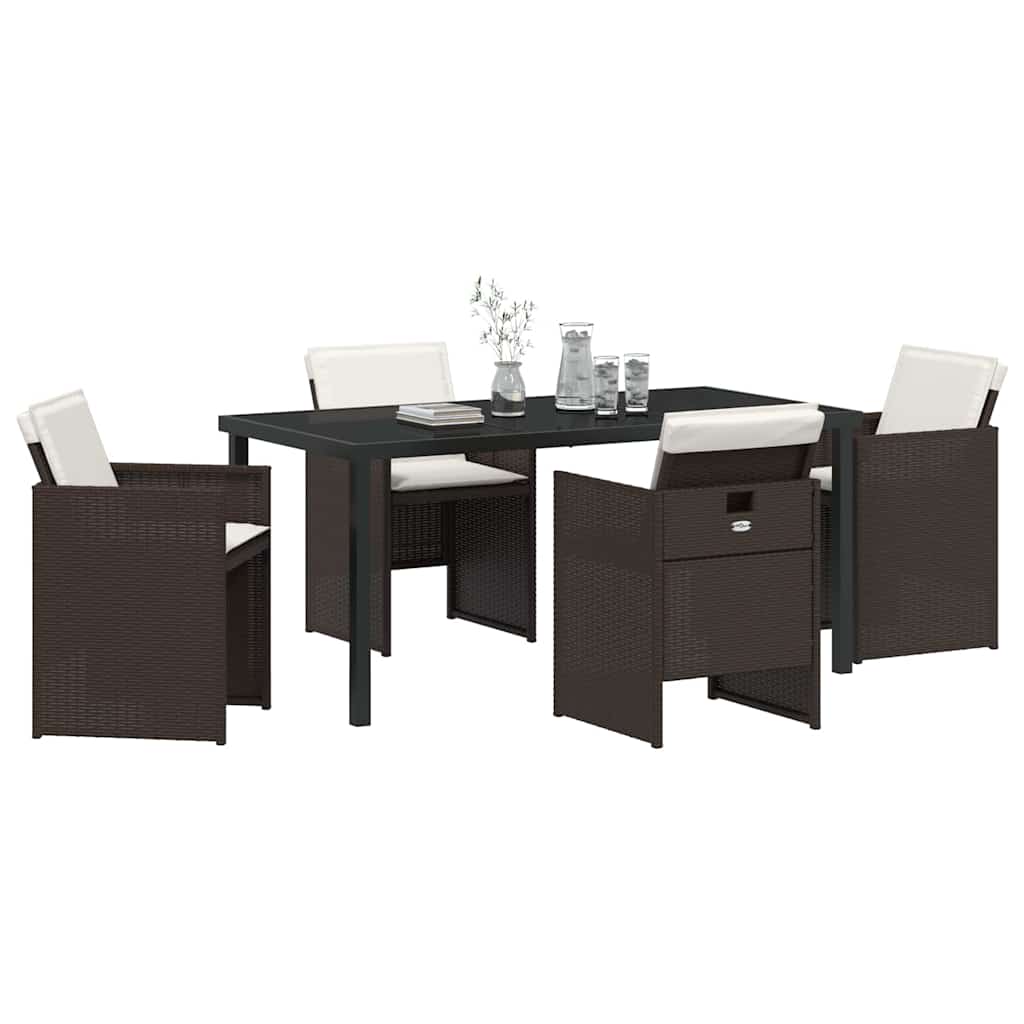 Ensemble de salle à manger pour jardin 5 pcs Marron polyrotin - XIOS