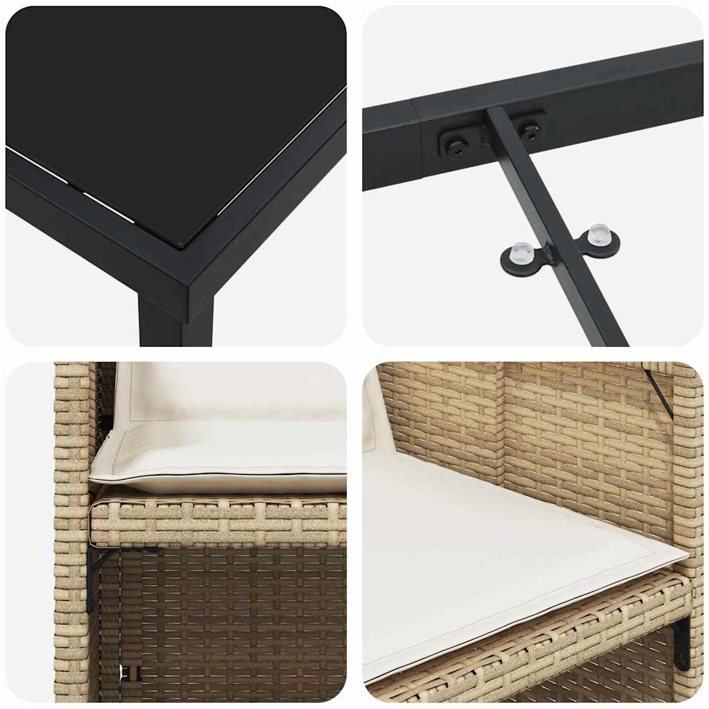 Ensemble de salle à manger pour jardin 5 pcs Beige polyrotin - XIOS