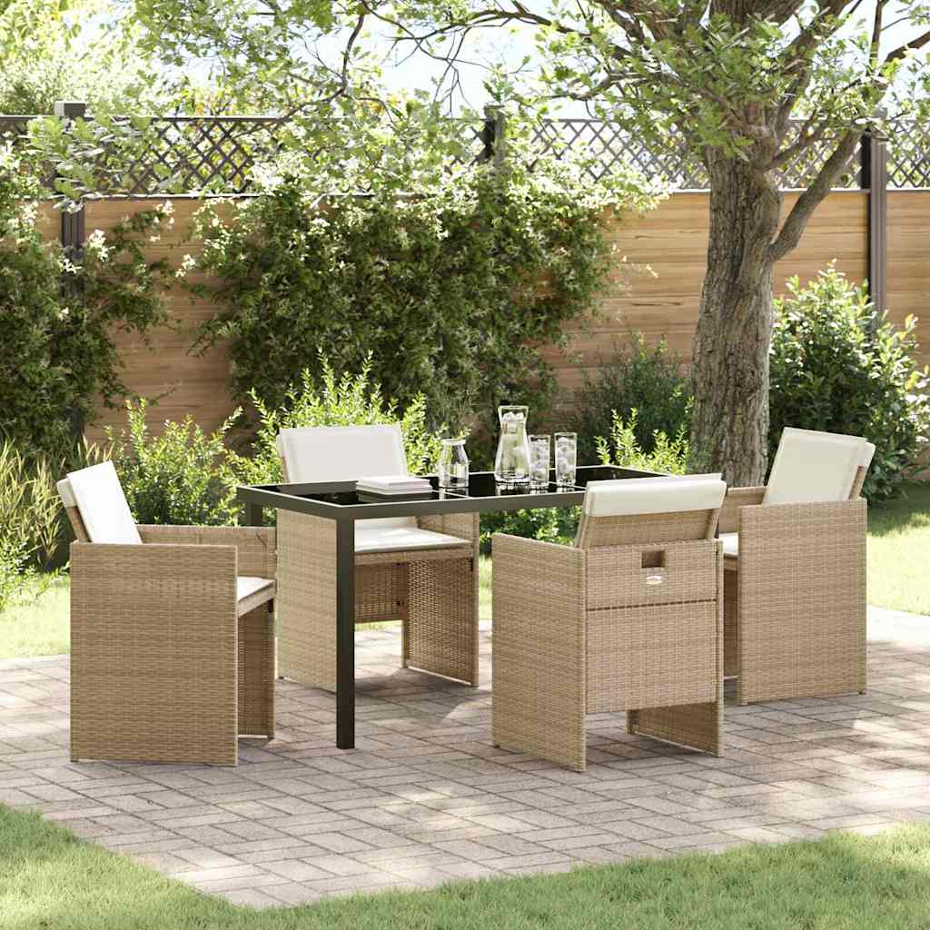 Ensemble de salle à manger pour jardin 5 pcs Beige polyrotin - XIOS
