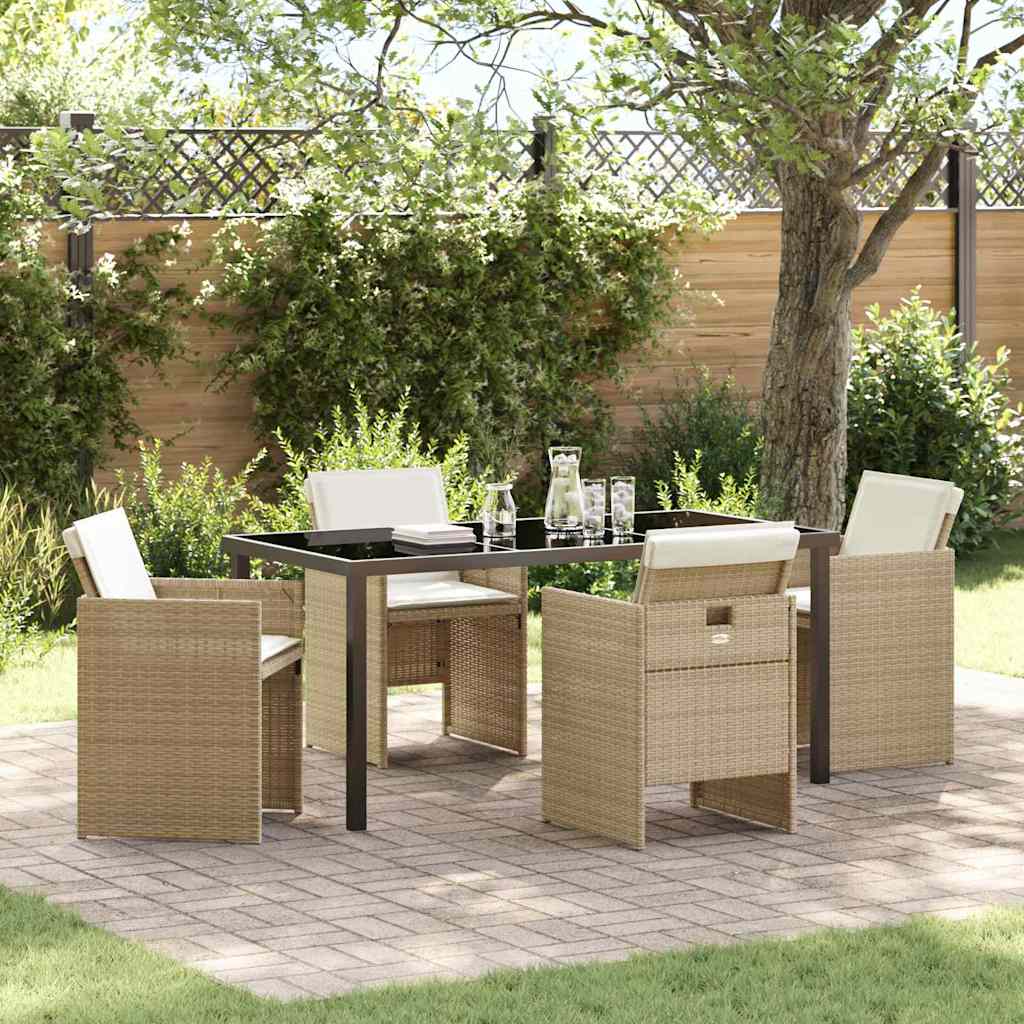 Ensemble de salle à manger pour jardin 5 pcs Beige polyrotin - XIOS