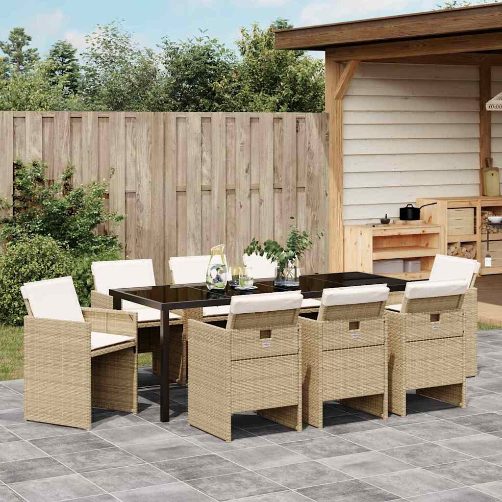 Ensemble de salle à manger pour jardin 9 pcs Beige polyrotin - XIOS
