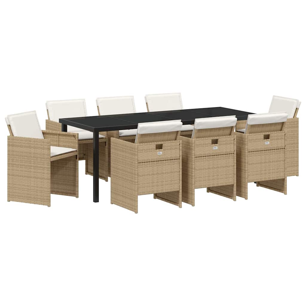 Ensemble de salle à manger pour jardin 9 pcs Beige polyrotin - XIOS