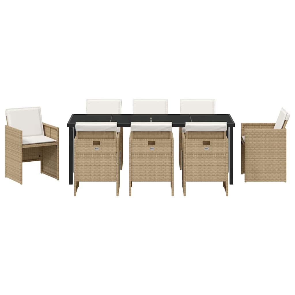 Ensemble de salle à manger pour jardin 9 pcs Beige polyrotin - XIOS