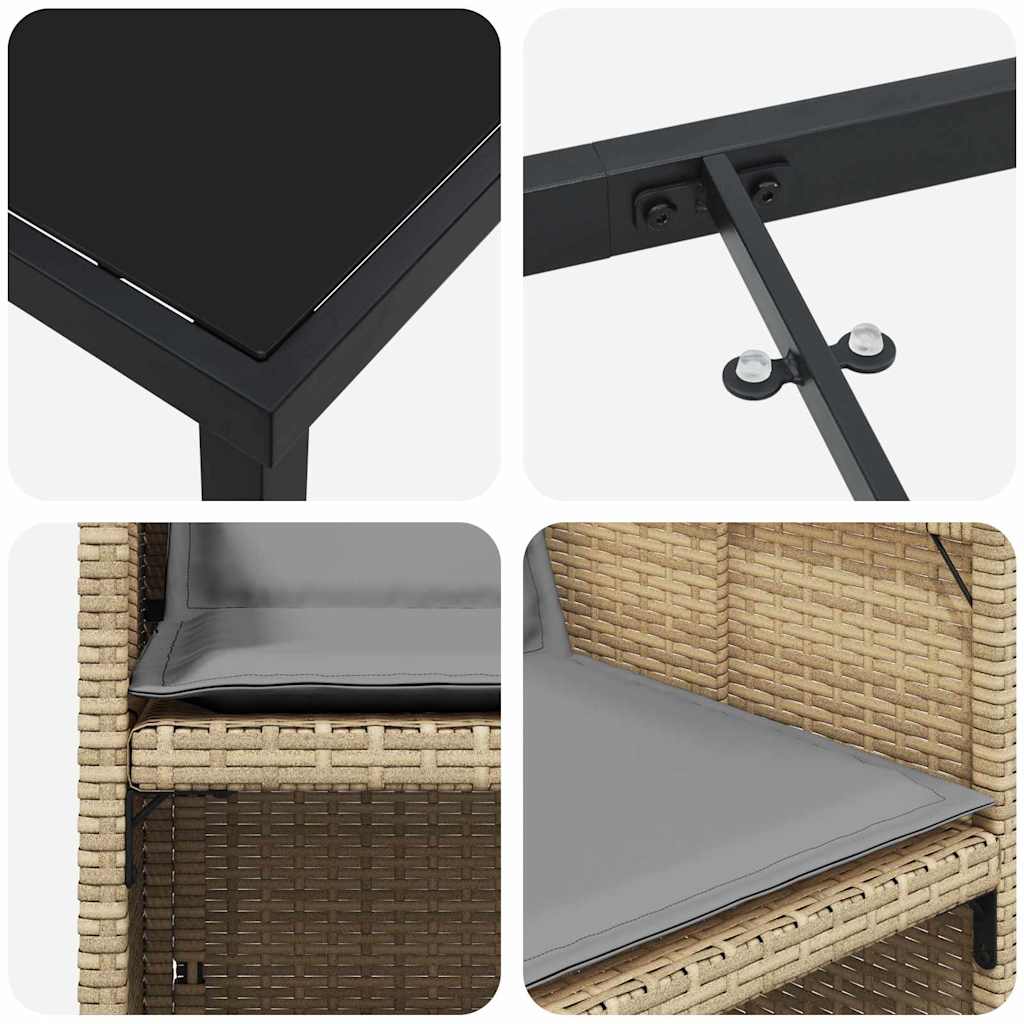 Ensemble de salle à manger pour jardin 5 pcs Beige polyrotin - XIOS