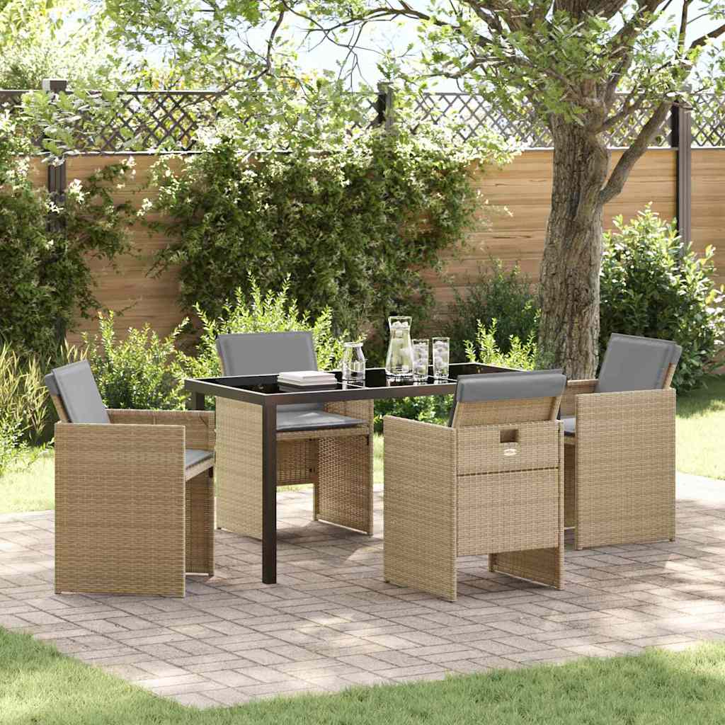 Ensemble de salle à manger pour jardin 5 pcs Beige polyrotin - XIOS