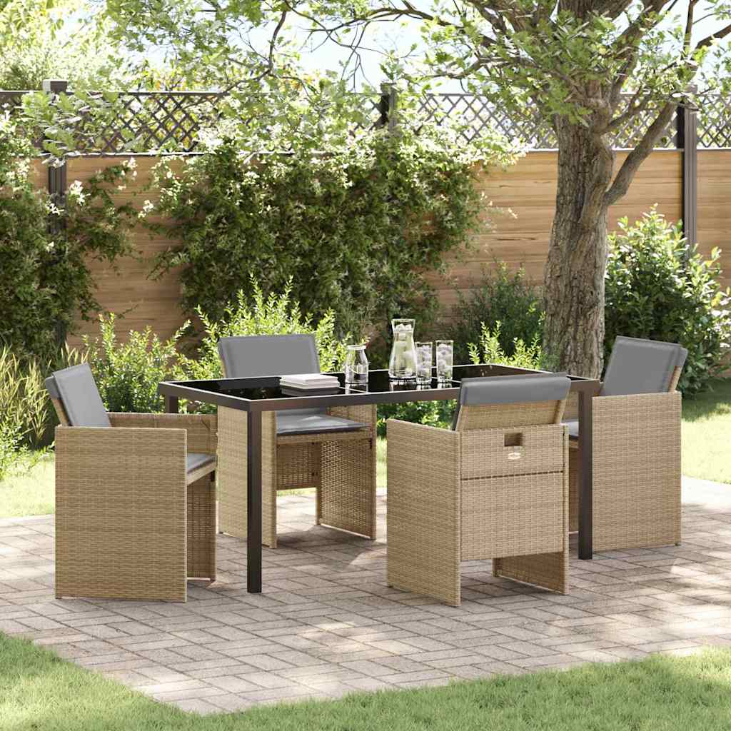 Ensemble de salle à manger pour jardin 5 pcs Beige polyrotin - XIOS
