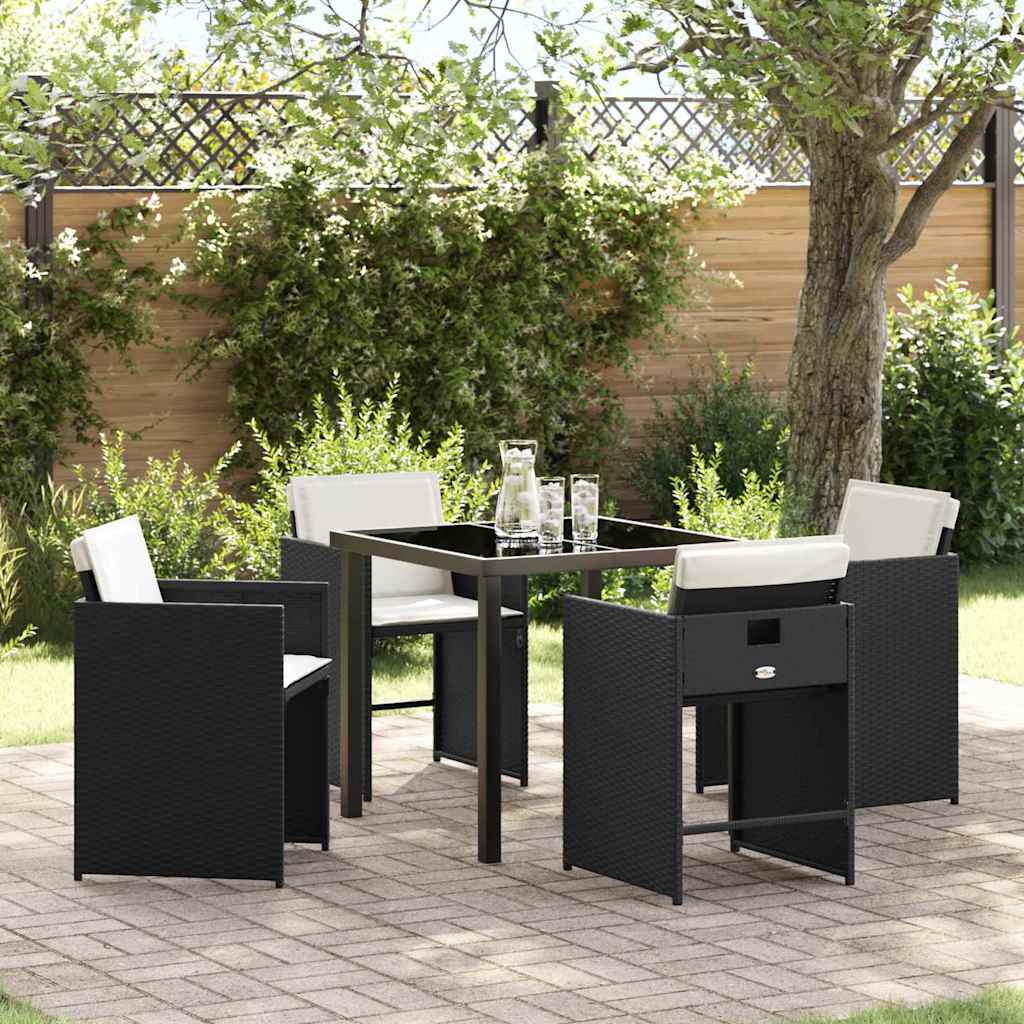 Ensemble de salle à manger pour jardin 5 pcs Noir polyrotin - XIOS